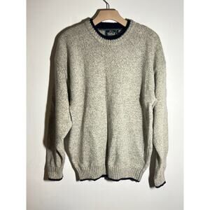 VTG Woolrich Thick Knit Gray Navy Blue Ragg Wool Crewneck Sweater L